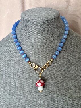Blue Glass Cat Eye Necklace